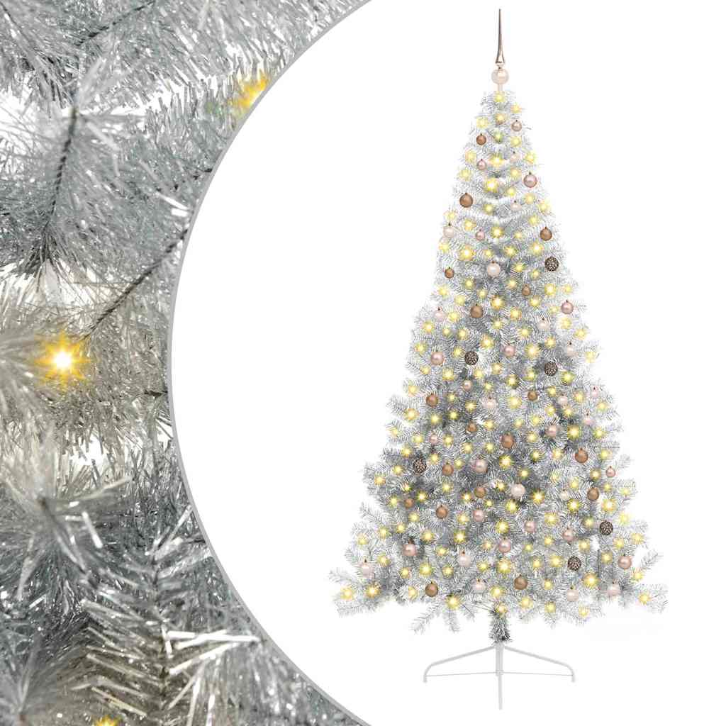Artificial Pre-lit Christmas Tree Silver 94.5" PET