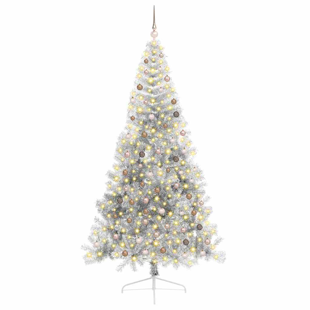 Artificial Pre-lit Christmas Tree Silver 94.5" PET