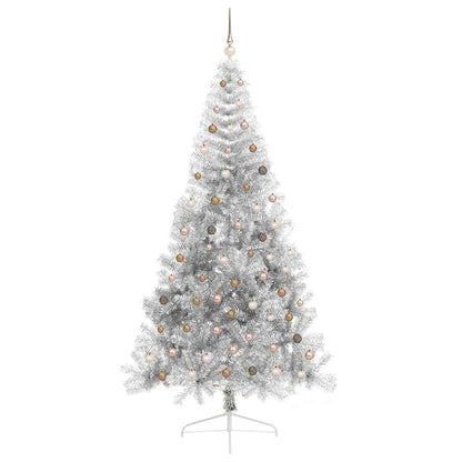 Artificial Pre-lit Christmas Tree Silver 94.5" PET
