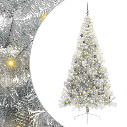 Artificial Pre-lit Christmas Tree Silver 94.5" PET