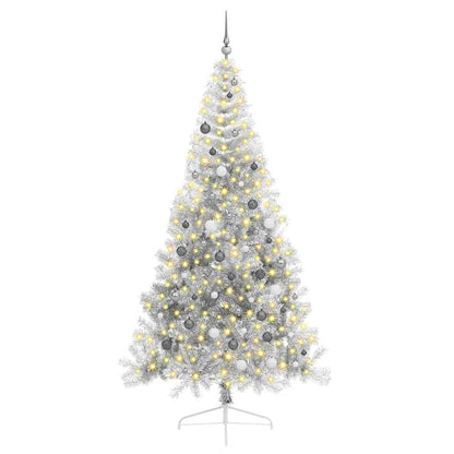 Artificial Pre-lit Christmas Tree Silver 94.5" PET