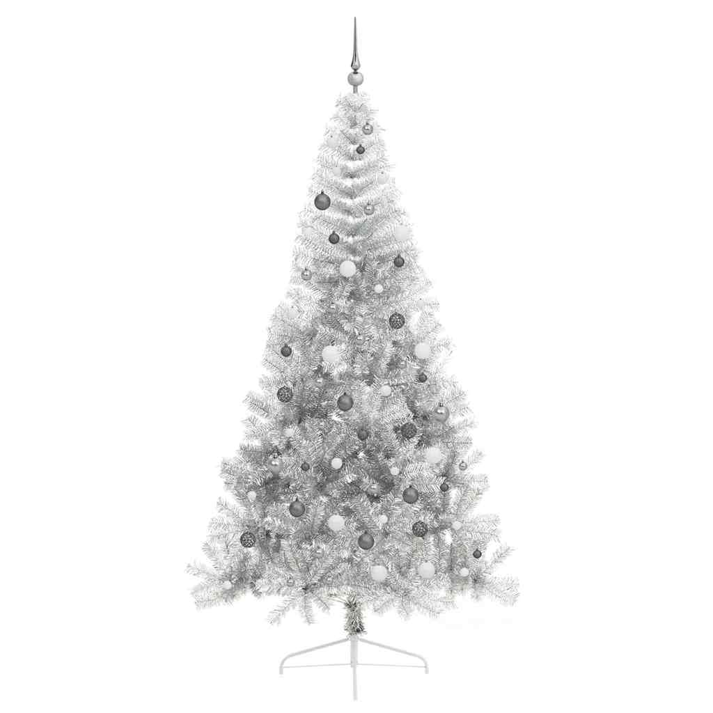 Artificial Pre-lit Christmas Tree Silver 94.5" PET