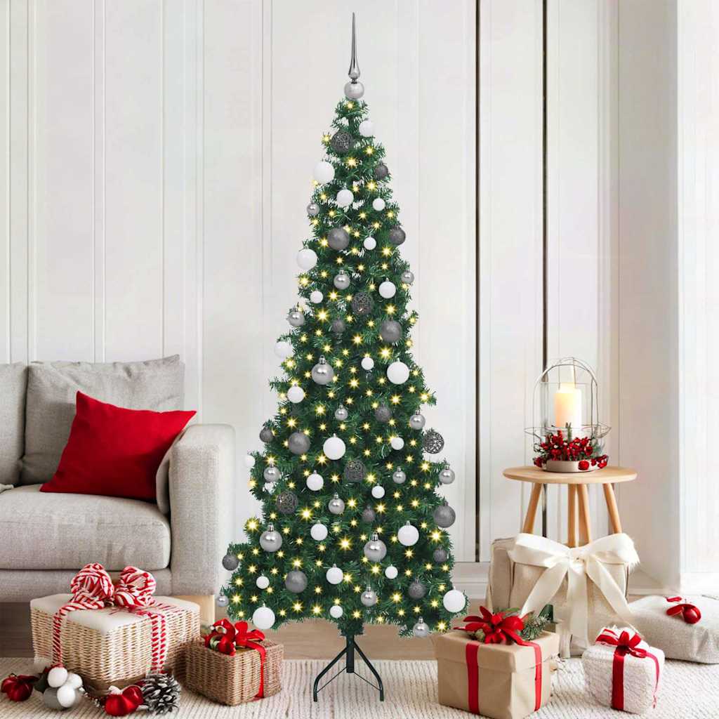 Corner Artificial Christmas Tree Green 70.9" PVC and Metal