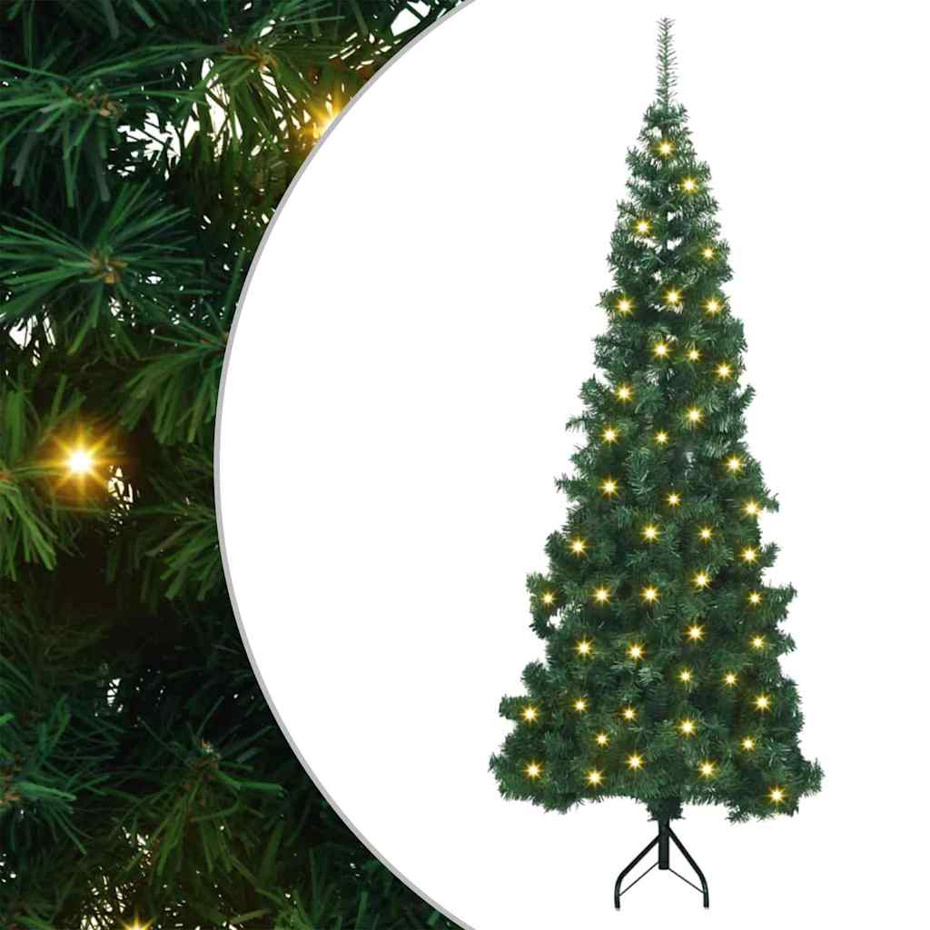 Corner Artificial Christmas Tree Green 94.5" PVC and Metal