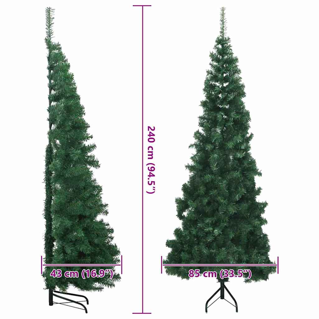 Corner Artificial Christmas Tree Green 94.5" PVC and Metal