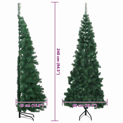 Corner Artificial Christmas Tree Green 94.5" PVC and Metal