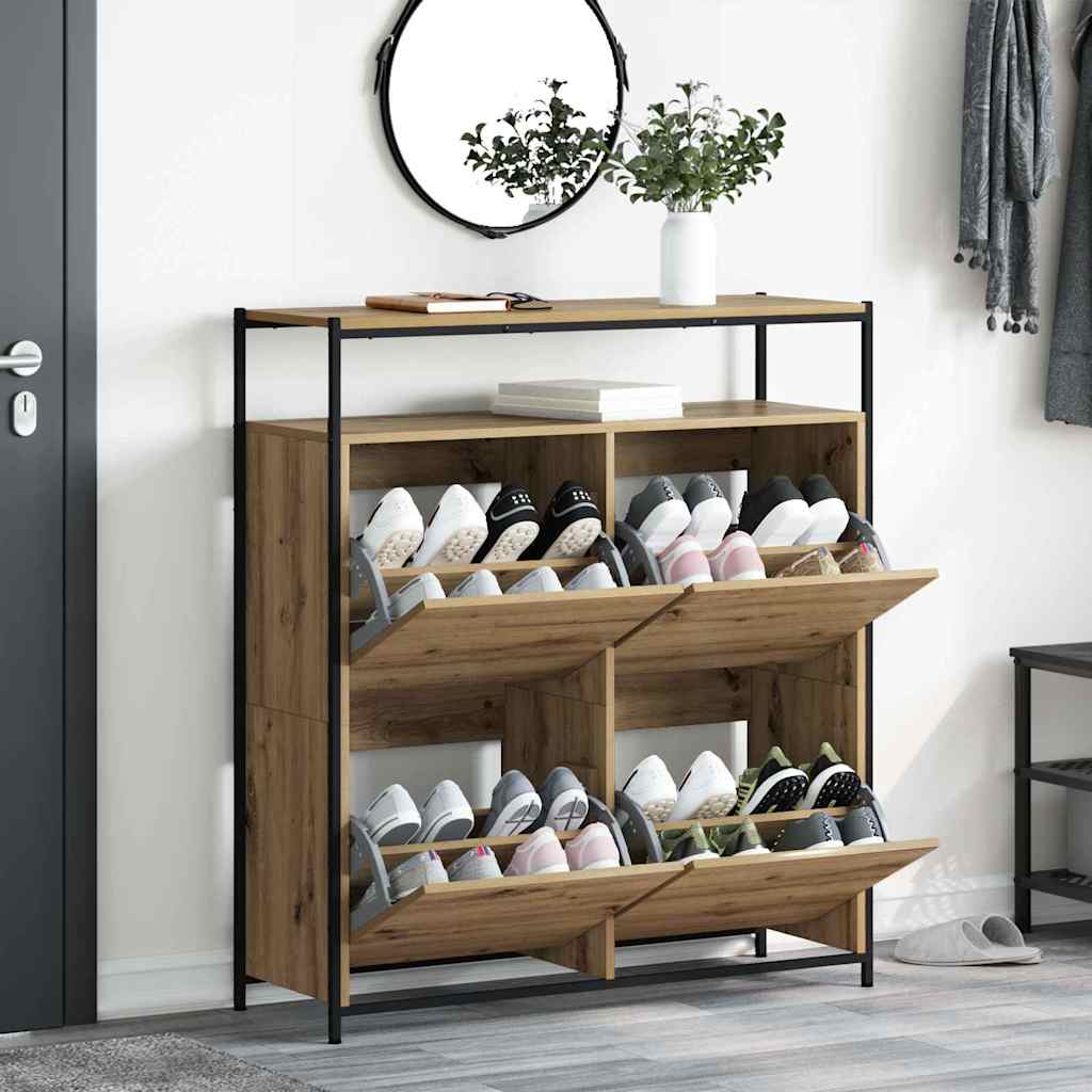 Shoe Cabinet artisan oak 100 x 34 x 112 cm Engineered wood