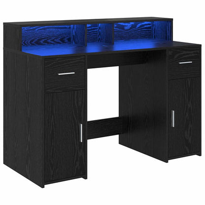 Desk with Drawer Black oak 120 x 55 x 91 cm Engineered wood