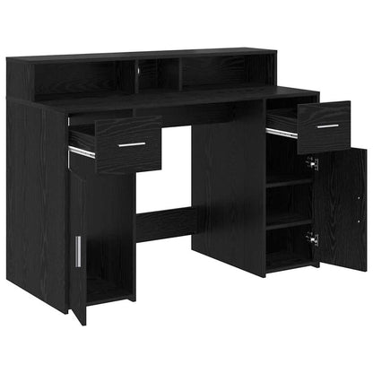 Desk with Drawer Black oak 120 x 55 x 91 cm Engineered wood