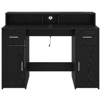 Desk with Drawer Black oak 120 x 55 x 91 cm Engineered wood
