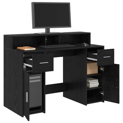 Desk with Drawer Black oak 120 x 55 x 91 cm Engineered wood