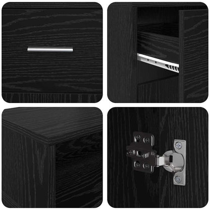 Desk with Drawer Black oak 140 x 55 x 91 cm Engineered wood