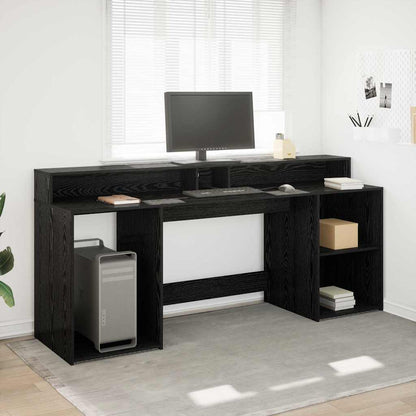 Desk with Drawer Black oak 200 x 55 x 91 cm Engineered wood