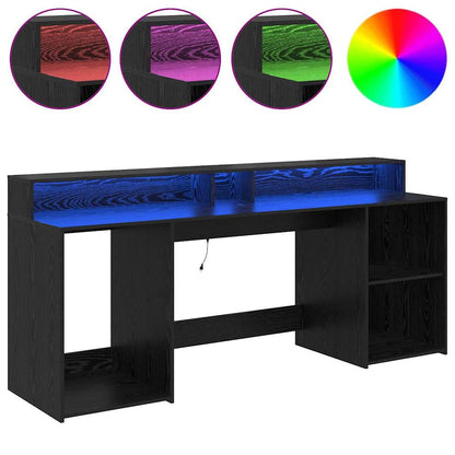 Desk with Drawer Black oak 200 x 55 x 91 cm Engineered wood