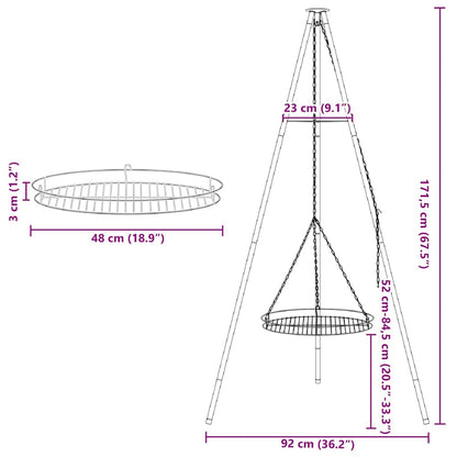 Campfire Tripod Black 92 x 92 x 171.5 cm Steel