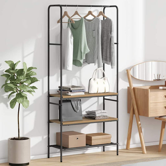 Clothes Rack with Shelves artisan oak 77 x 30 x 171 cm