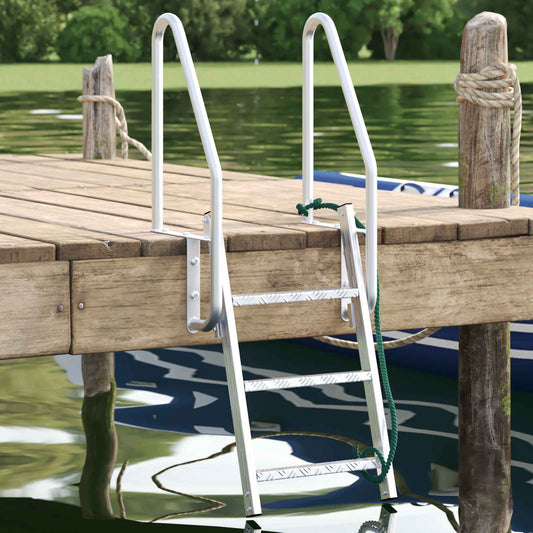 3-Step Dock Ladder Silver 22.83 x 30.31 x 56.69 in Aluminium