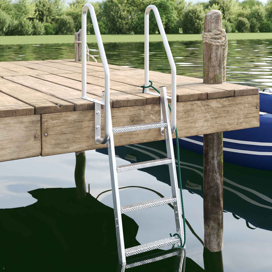 4-Step Dock Ladder Silver 22.83 x 30.31 x 65.35 in Aluminium