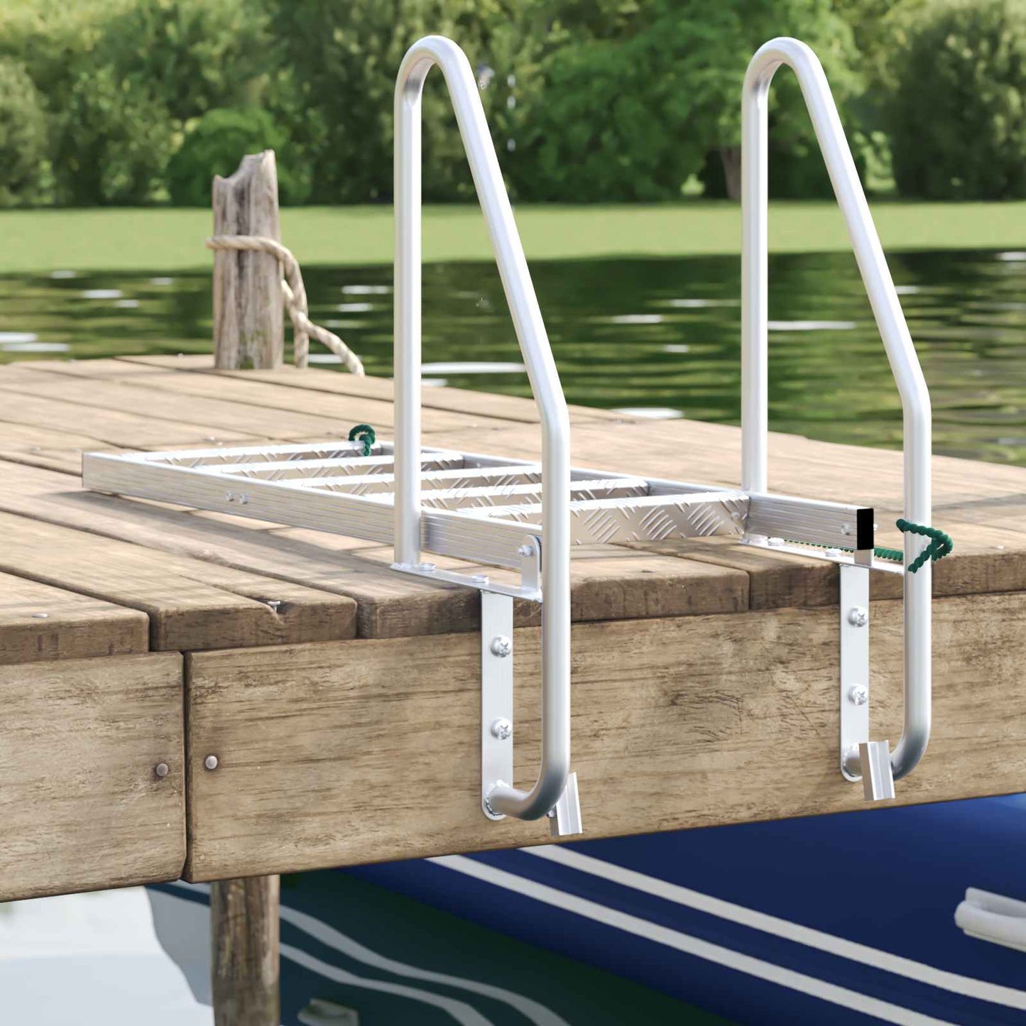 5-Step Dock Ladder Silver 22.83 x 30.31 x 75.20 in Aluminium