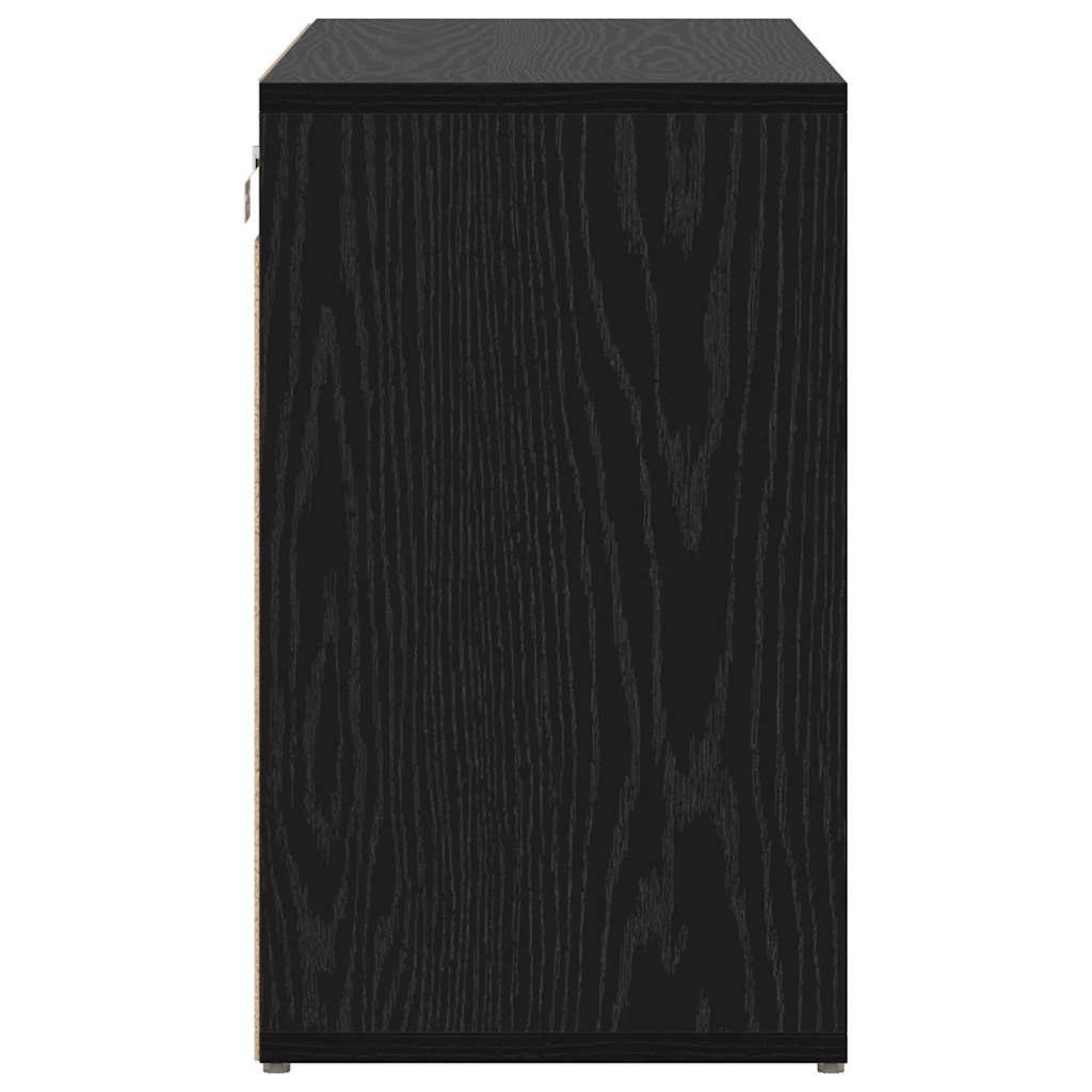 Shoe Cabinet Black Oak 30.51 x 11.81 x 20.08 in Engineered Wood