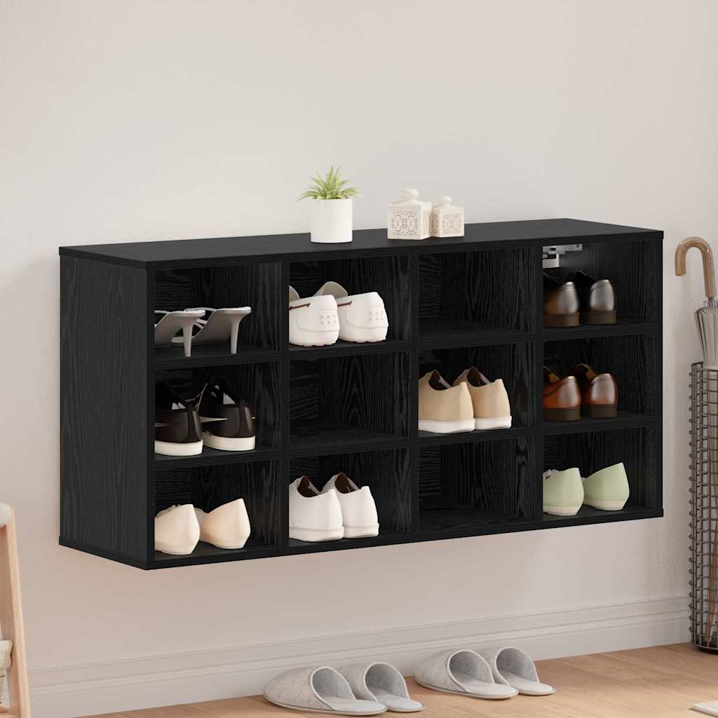 Shoe Cabinet Black Oak 40.55 x 11.81 x 20.08 in Engineered Wood