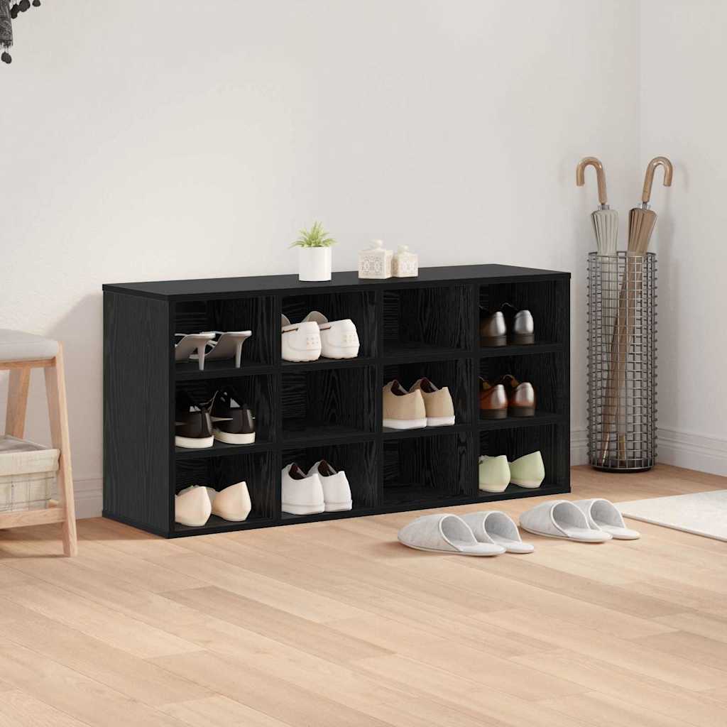 Shoe Cabinet Black Oak 40.55 x 11.81 x 20.08 in Engineered Wood