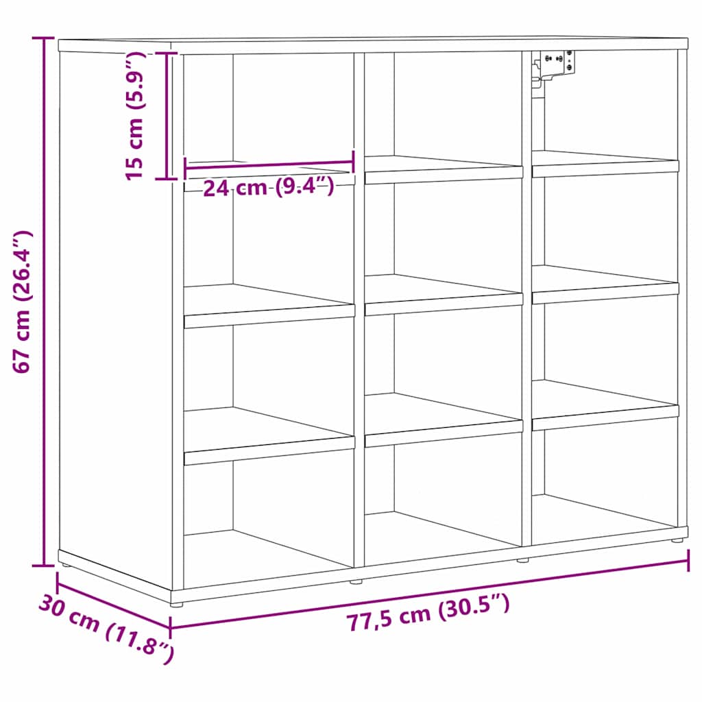 Shoe Cabinet with Shelf Artisan Oak 30.51 x 11.81 x 26.38 in
