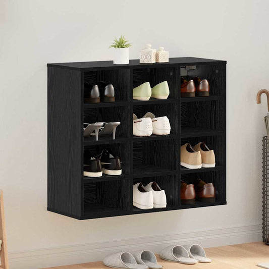 Shoe Cabinet Black Oak 30.51 x 11.81 x 26.38 in Engineered Wood