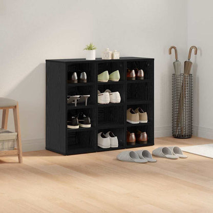 Shoe Cabinet Black Oak 30.51 x 11.81 x 26.38 in Engineered Wood