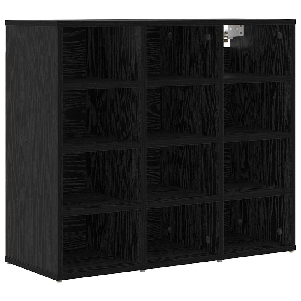 Shoe Cabinet Black Oak 30.51 x 11.81 x 26.38 in Engineered Wood