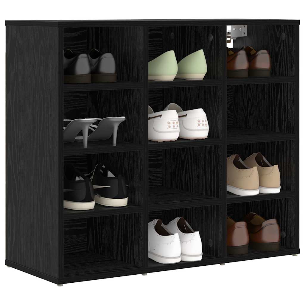 Shoe Cabinet Black Oak 30.51 x 11.81 x 26.38 in Engineered Wood