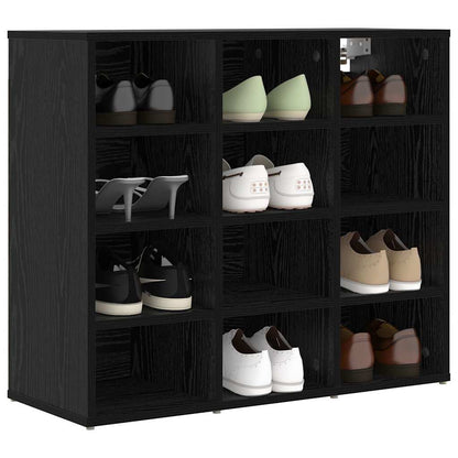 Shoe Cabinet Black Oak 30.51 x 11.81 x 26.38 in Engineered Wood
