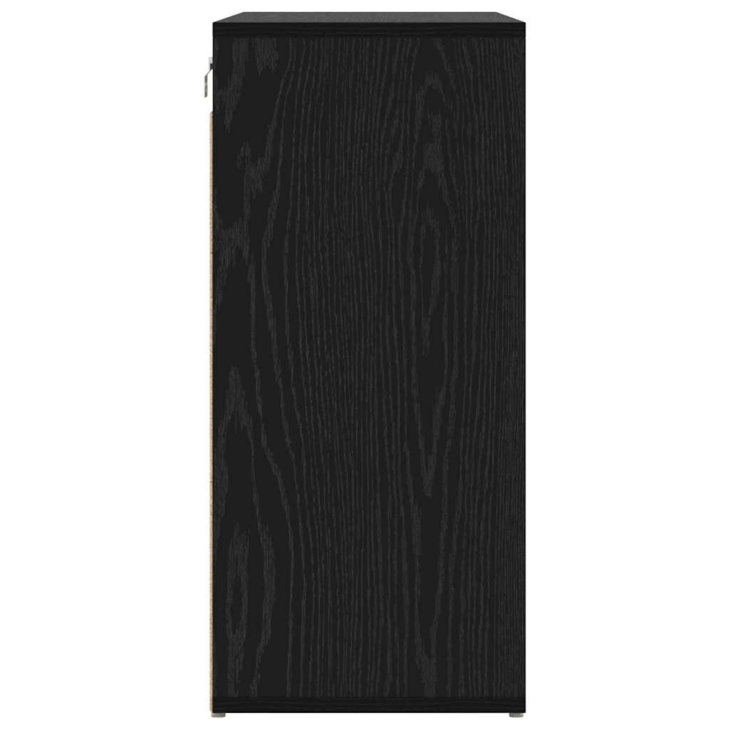 Shoe Cabinet Black Oak 30.51 x 11.81 x 26.38 in Engineered Wood