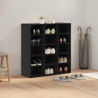 Shoe Cabinet Black Oak 30.51 x 11.81 x 32.87 in Engineered Wood