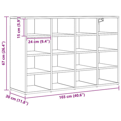 Shoe Cabinet Old Wood 40.55 x 11.81 x 26.38 in Engineered Wood