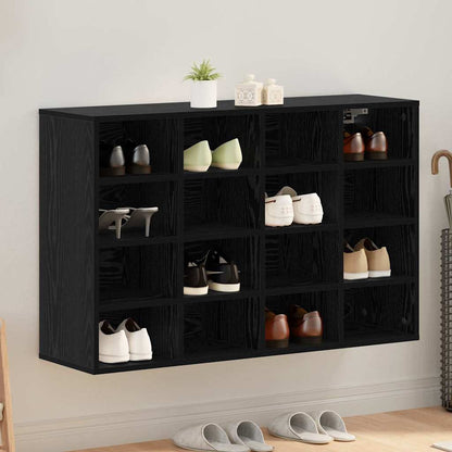 Shoe Cabinet Black Oak 40.55 x 11.81 x 26.38 in Engineered Wood