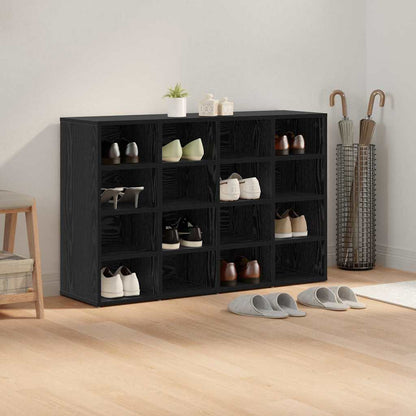 Shoe Cabinet Black Oak 40.55 x 11.81 x 26.38 in Engineered Wood