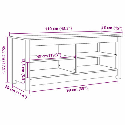 Shoe Bench Wax brown 110 x 38 x 45.5 cm Solid pine wood