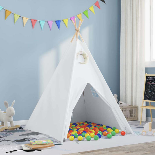 Teepee Tent White 47.2" x 47.2" x 59.1" Fabric and Plastic