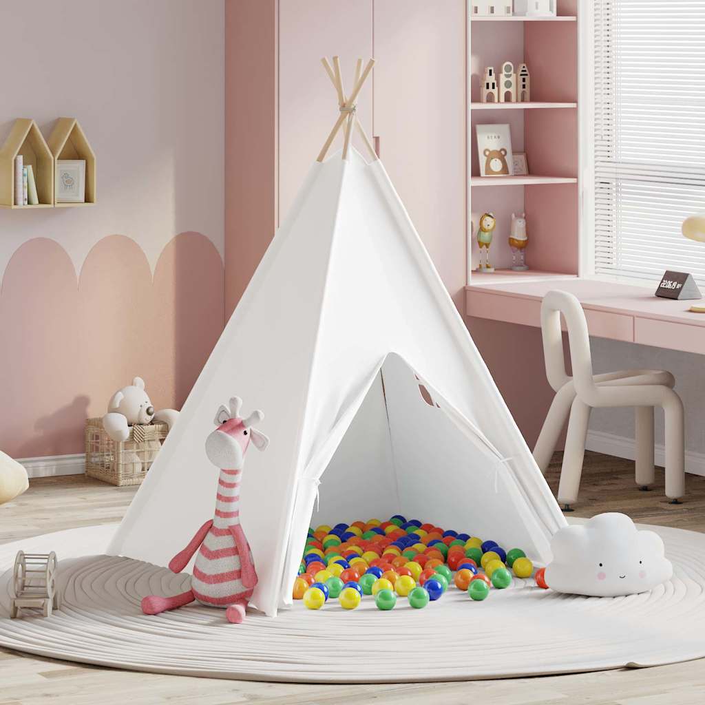 Teepee Tent White 47.2" x 47.2" x 59.1" Fabric and Plastic