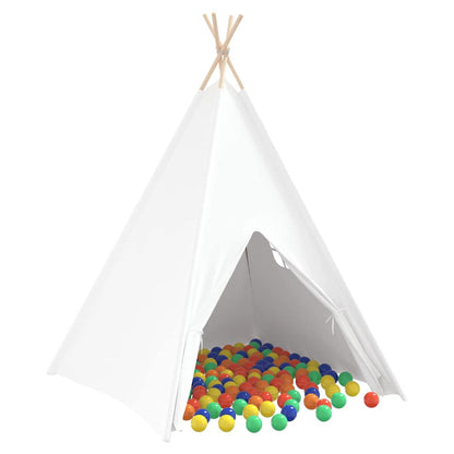 Teepee Tent White 47.2" x 47.2" x 59.1" Fabric and Plastic