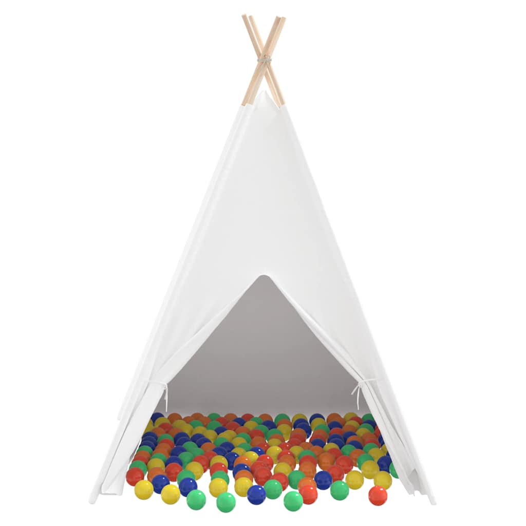 Teepee Tent White 47.2" x 47.2" x 59.1" Fabric and Plastic