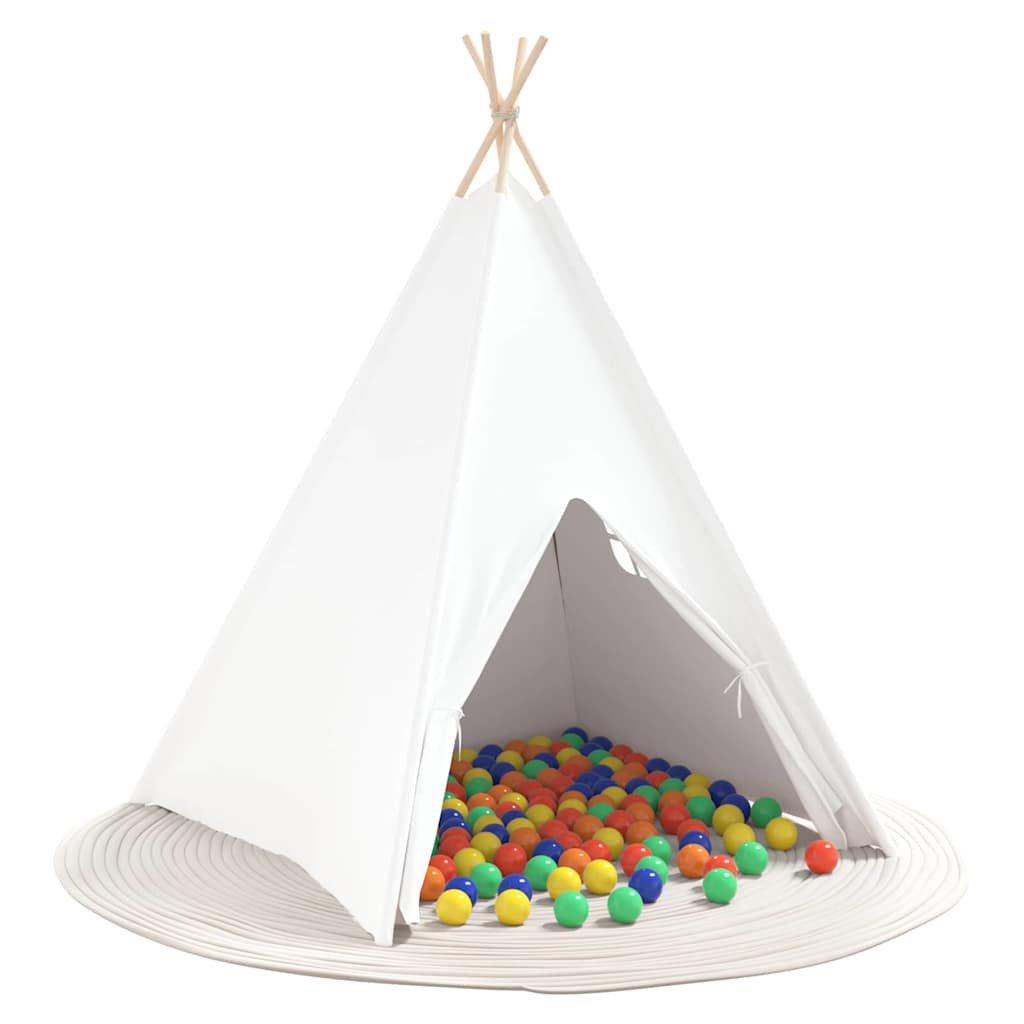 Teepee Tent White 47.2" x 47.2" x 59.1" Fabric and Plastic