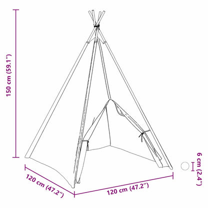Teepee Tent White 47.2" x 47.2" x 59.1" Fabric and Plastic