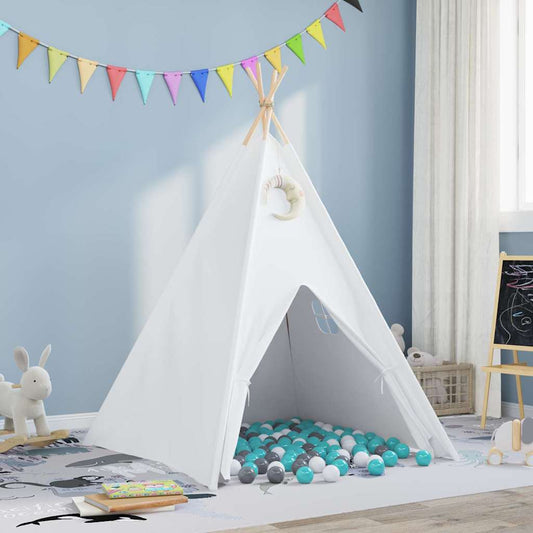 Teepee Tent White 47.2" x 47.2" x 59.1" Fabric and Plastic