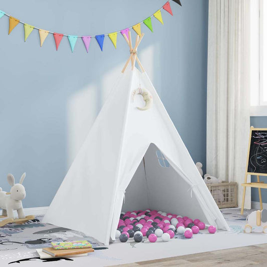 Teepee Tent White 47.2" x 47.2" x 59.1" Fabric and Plastic