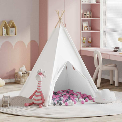 Teepee Tent White 47.2" x 47.2" x 59.1" Fabric and Plastic