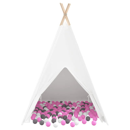 Teepee Tent White 47.2" x 47.2" x 59.1" Fabric and Plastic