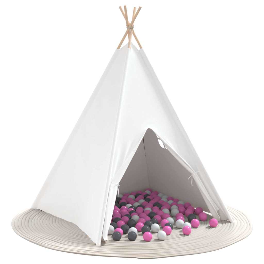 Teepee Tent White 47.2" x 47.2" x 59.1" Fabric and Plastic