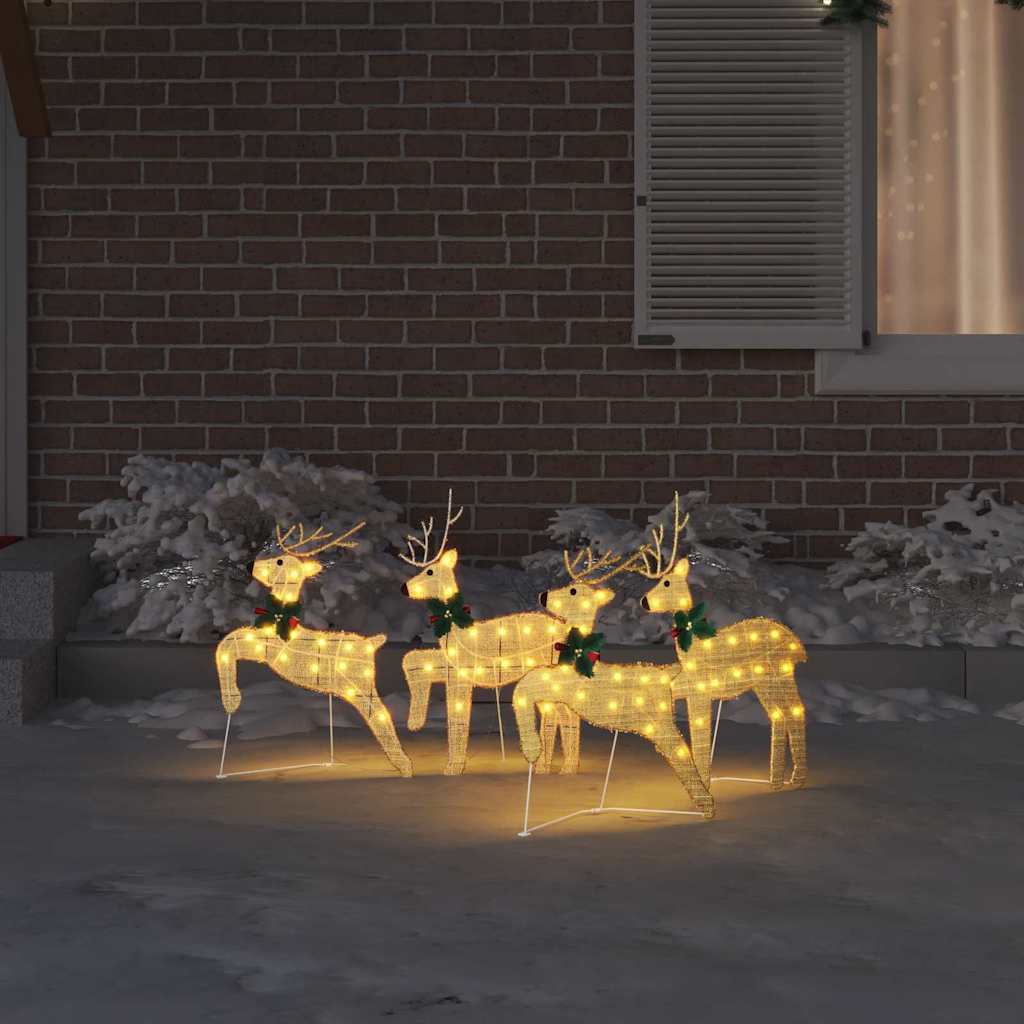 LED Reindeers 4 pcs Gold fabric